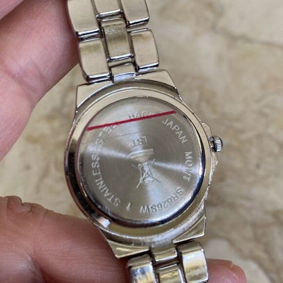 NEW! Quartz Watch Stainless Steel, Pink Crystals - Picture 9 of 11